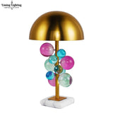 Post Modern Crystal Bubble Ball Table Lamp Luxury Marble Bedroom Night Bedside Desk Light Study Stand Lighting Fixture Home Deco