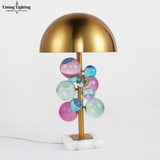 Post Modern Crystal Bubble Ball Table Lamp Luxury Marble Bedroom Night Bedside Desk Light Study Stand Lighting Fixture Home Deco